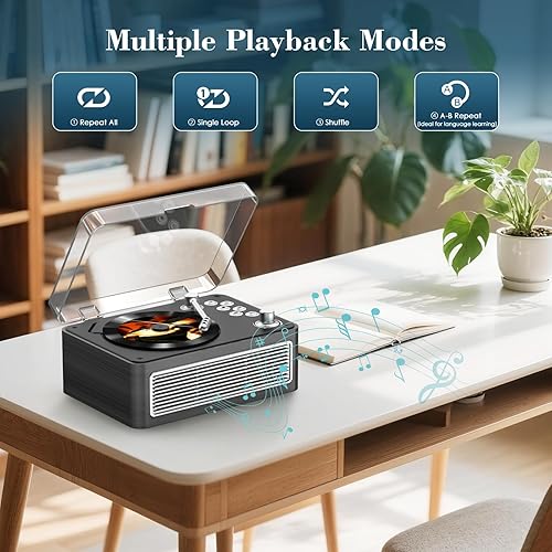 Miniatura 7 de Reproductor de CD portátil Bluetooth Reproductores de CD Kegaudio para el hogar con altavoces 3600mAh recargable y radio y control remoto