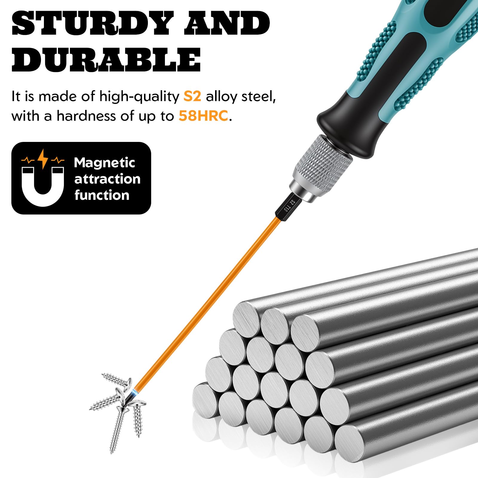 14 Pezzi Cacciaviti Torx Lunghe 150mm con Foro, in Acciaio S2 T5-T40 con Manico a Sgancio Rapido Punte Cacciavite Adatte per Trapano Avvitatore con Albero Esagonale da 1/4"