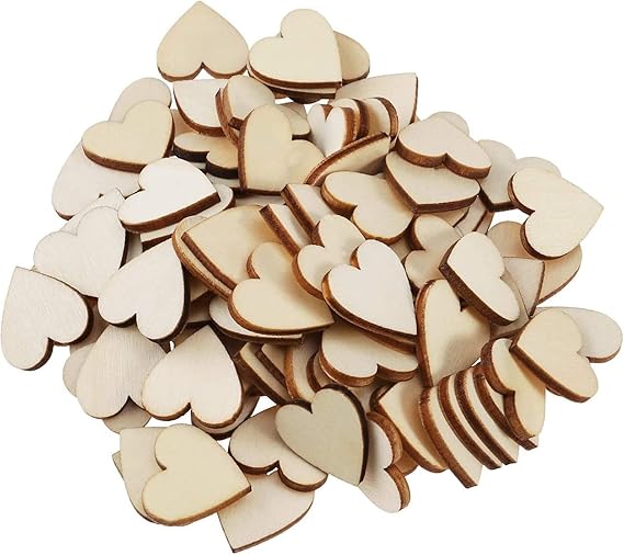 50 Holzherzen 8x8cm Mit Juteschnur - DIY Deko Für Hochzeit & Bastelprojekte