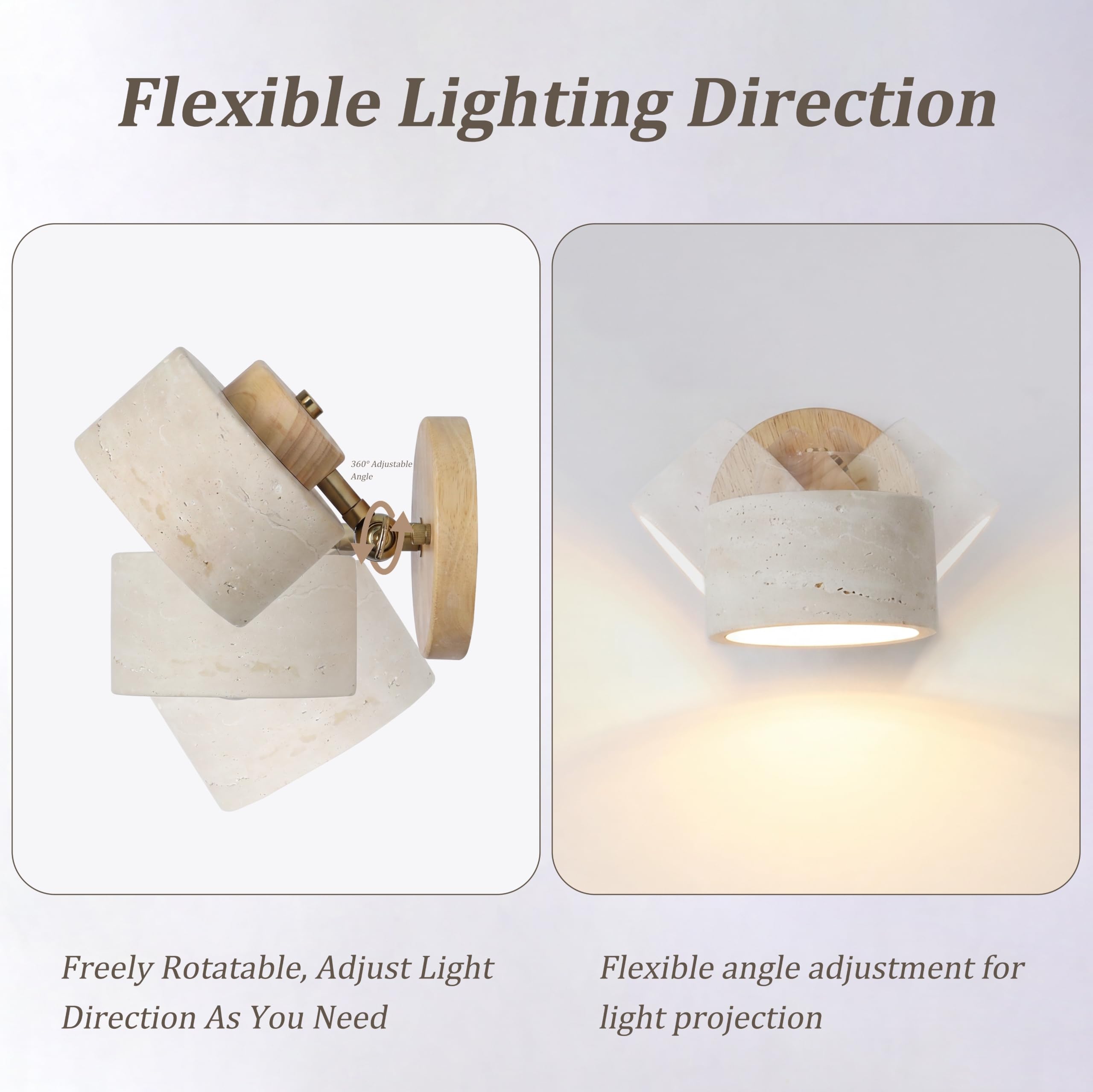 Lámpara de pared de travertino amarillo iluminación de pared estilo wabi-sabi lámparas accesorios de iluminación adecuados para dormitorio comedor cocina pasillo vestíbulo madera natural