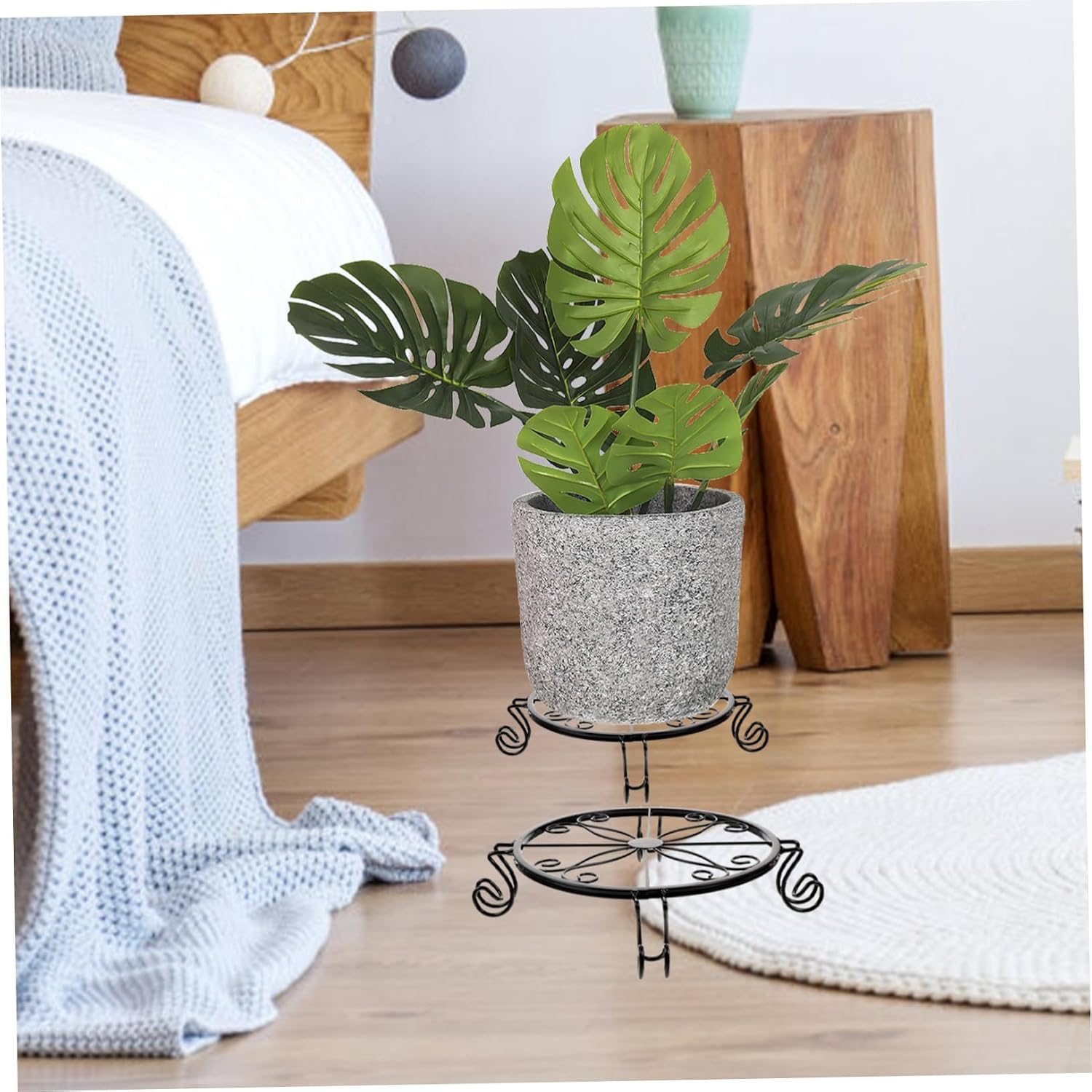3pcs Metal Plant Stand Iron Flower Pot Holder Indoor Outdoor Rustproof Plant Rack for Home Garden Patio Balcony with Stable Support Structure