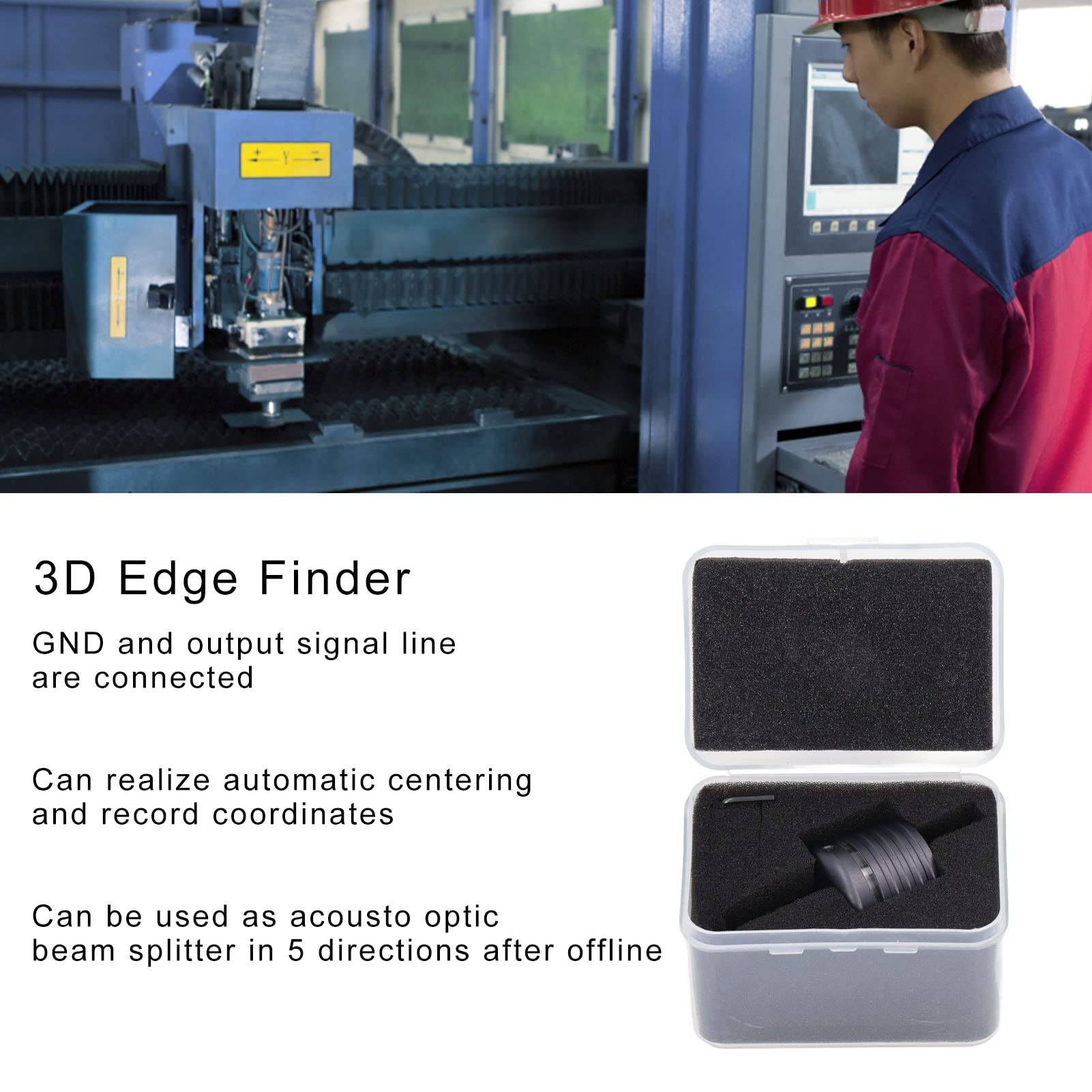 3D-Kantentaster Locator Hoher Kantentaster mit Sonde 3D-Kantentaster-Genauigkeits-Kantenpositionierer für CNC-Fräsmaschine mit Akku 6‑30 V
