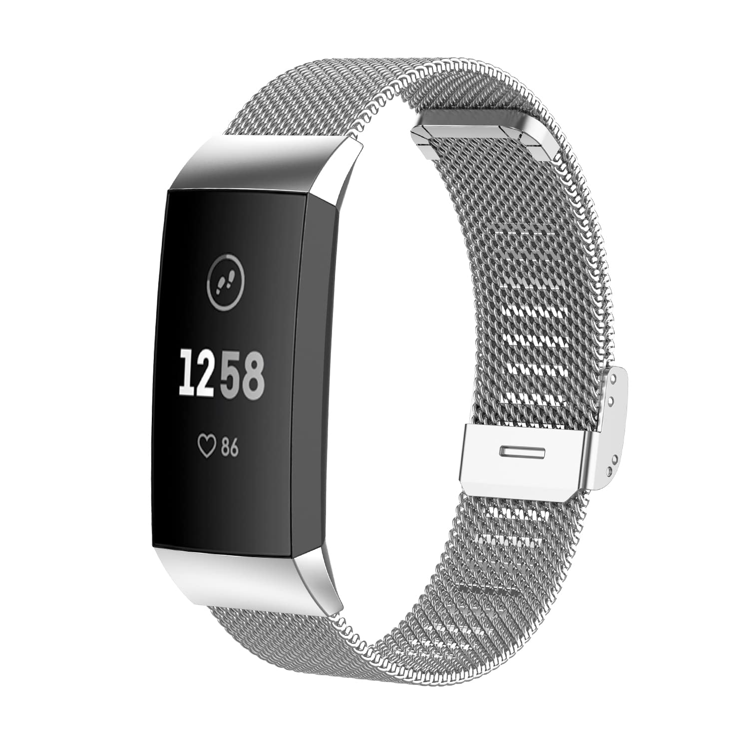 Gheper Metal Band Compatible with Fitbit Charge 4/3/3 SE Mesh Woven Stainless Steel Smartwatch Bracelet Wristbands Replacement Strap