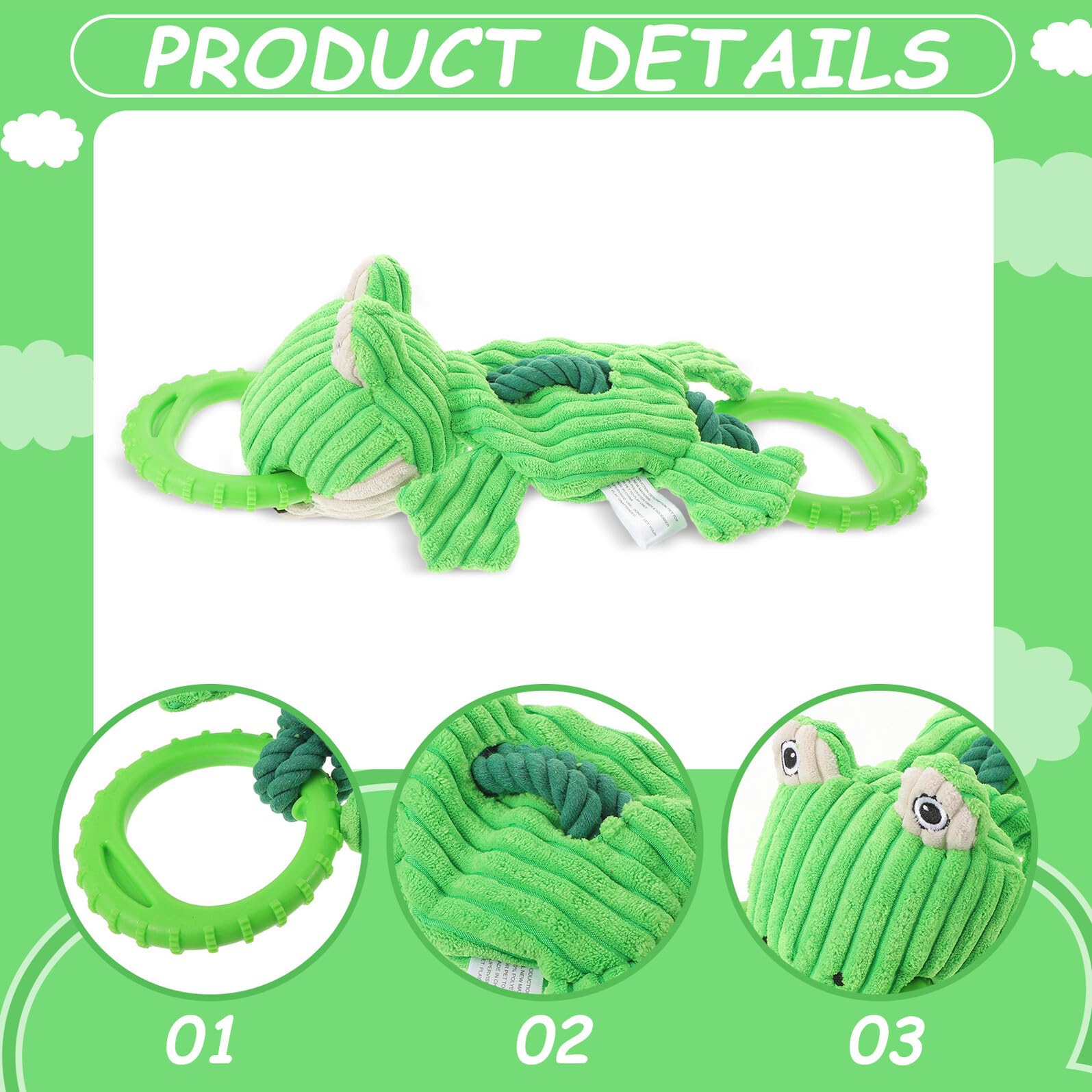 SHINEOFI Mâcher Tirer pour Chien Indestructible de Grenouille, Corde Résistante Anneau Multifonction, Interactif Solide pour Chiens Mordeurs Puissants et Chiots, Nettoyage Dentaire