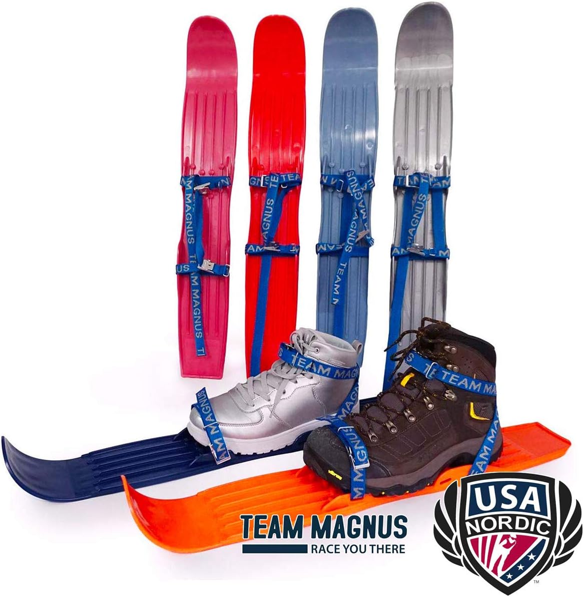 TEAM MAGNUS Snow skis for Kids as Used by USA Nordic – Adjust to All Boot Sizes for Skills & Fun