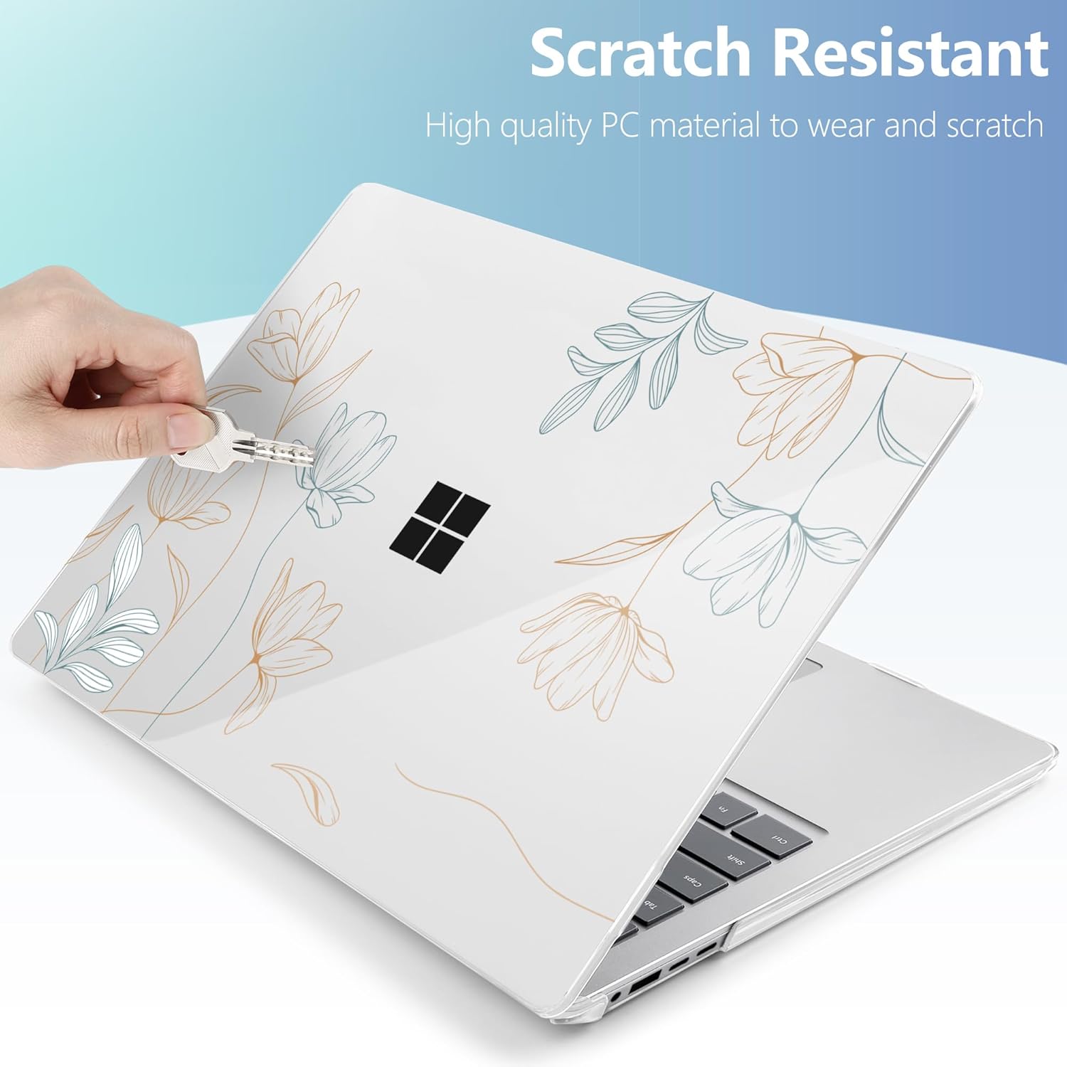 MEEgoodo Case for Microsoft Surface Laptop 13.8 inch Touchscreen 2024 (7th Edition),Clear Cover Fit Model 2036,Laptop Hard Shell with Keyboard & Webcam Cover & Screen Protector,Engraving Floral