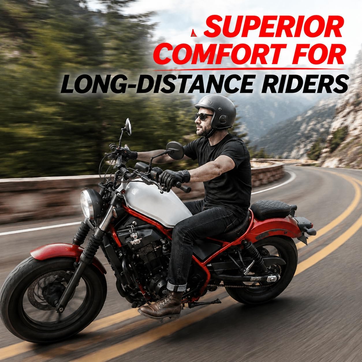 Motorcycle Seat Cushion, 3D‑Honeycomb Petal Ergonomic Gel Seat Cushion