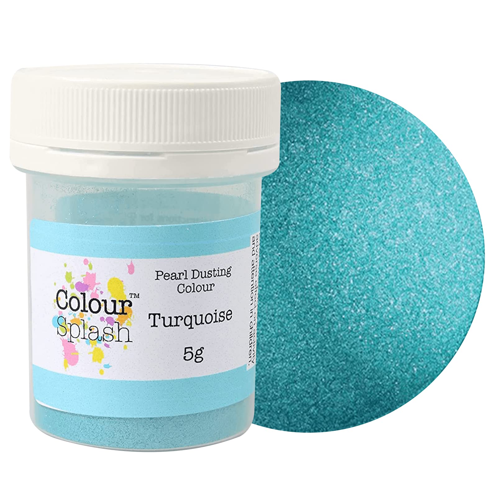 COLOUR SPLASH Pearl Food Colouring Dusts, Lustre Dust For A Pearlescent Finish to Cake Surfaces Or Decorations, Create A Rainbow Cake Kit With An Assortment of Glistening Colours - Turquoise 5g