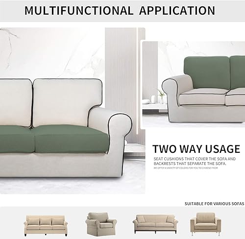 Vista 111 de Easy-Going - Funda de cojín elástica para sofá, funda de cojín protectora para asiento de sofá, suave, flexible con parte inferior elástica