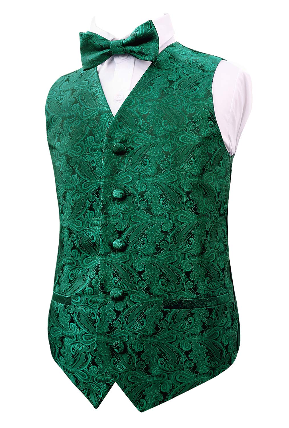 Alizeal Boys 2PCS Classic Pre-Tied Paisley Bow Tie Suit Vest Set