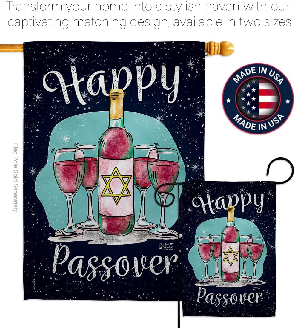 Happy Passover Inspirational - Everyday Faith & Religious Impressions Decorative Vertical House Flag 28" x 40" Printed in USA