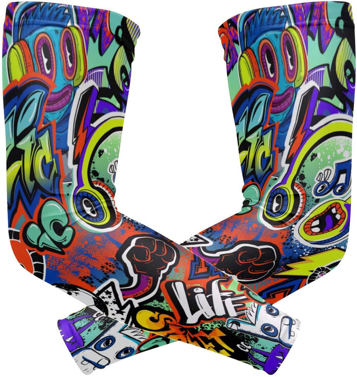 xigua Mangas de brazo de protección solar para hombres y mujeres Estilo urbano de graffiti deportivo de compresión para deportes baloncesto ciclismo