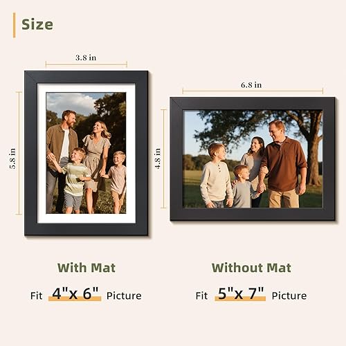 Miniatura 3 de HappyHapi Portarretratos de 5 x 7, paquete de 12 portarretratos para fotos de 5 x 7 pulgadas sin paspartú o de 4 x 6 pulgadas con paspartú, marco de