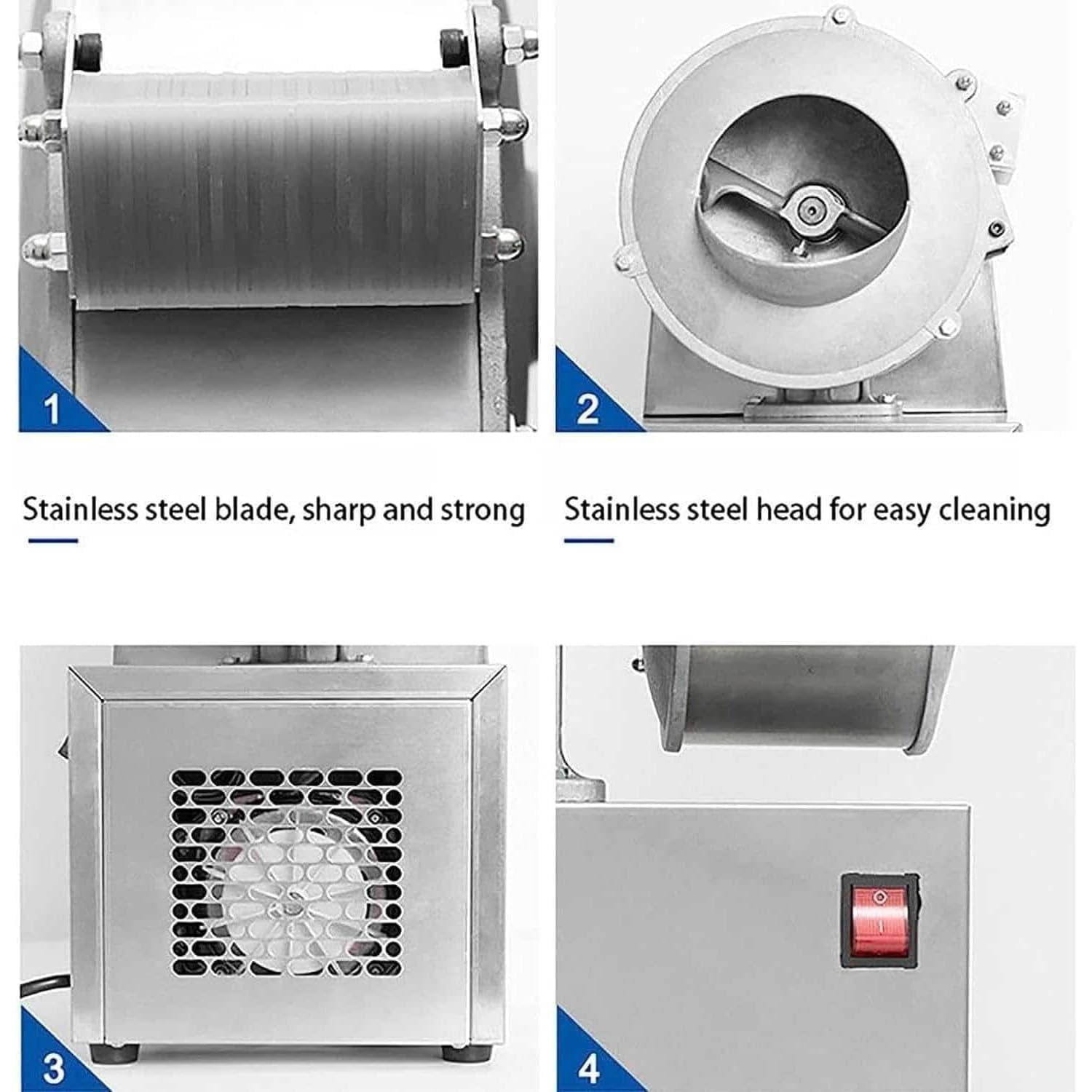 Elektrischer Gemüsehobel, 180W Edelstahl Shredder, Einstellbare Scheibendicke, 1400 U/min für effizientes Schneiden von Kartoffeln, Kohl, Karotten, Radieschen