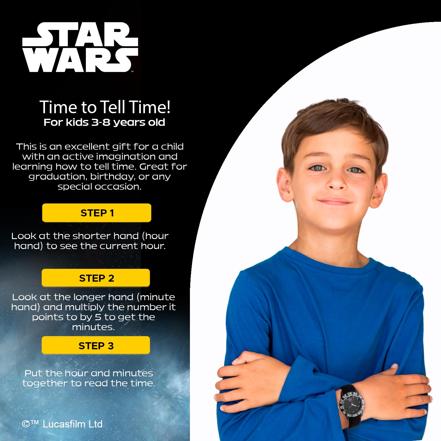 STAR WARS Reloj analógico de Cuarzo con Correa de Nailon para niños