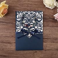 Vista 2 de Tarjetas de invitación de estilo clásico vertical con listones y adornos de perlas