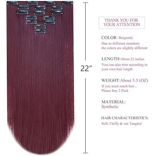 Miniatura 2 de SYXLCYGG Extensiones de cabello negro con pinzas, piezas de cabello para mujeres extensiones sintéticas con pinzas de cabello rubio, esponjoso, sin