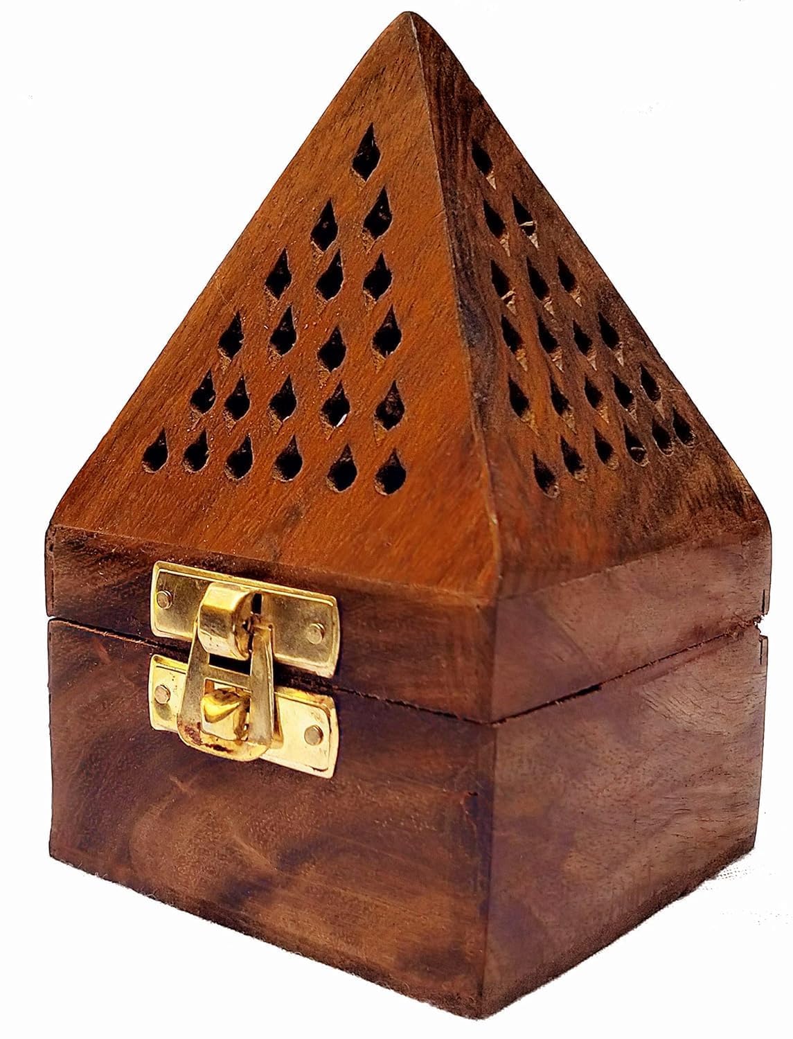 Handmade Rosewood Wooden Incense Sticks Pyramid Box Fragrance Stand Holder Agarbatti Dhoop (3 Inch;Brown)
