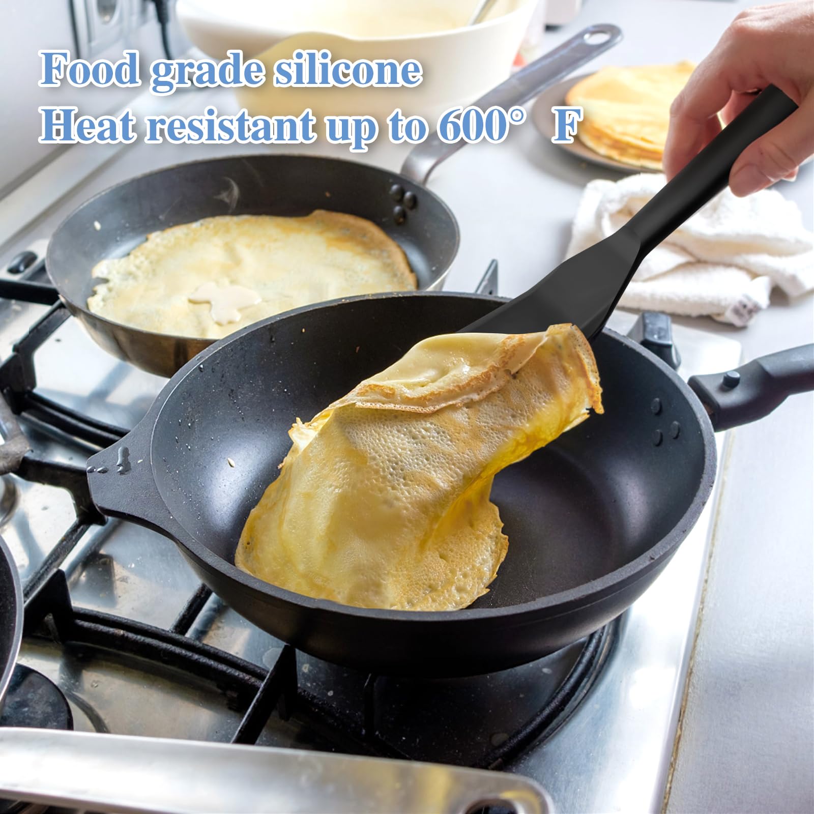 Mini espátula para servir brownie, espátula para tortitas de tortilla. Espátula fina de silicona resistente al calor, espátulas largas raspadoras para cocinar, panqueques, pizzas. 3