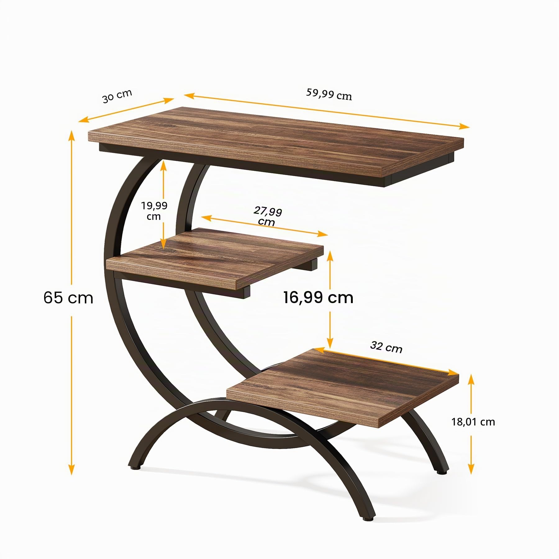 Tribesigns C Tavolino Laterale Versatile A 3 Ripiani Per Divano, Piccolo Comodino In Legno, Tavolino Da Snack Con Ripiani Portaoggetti Per Soggiorno, Camera Da Letto, Piccolo Spazio, Marrone Scuro