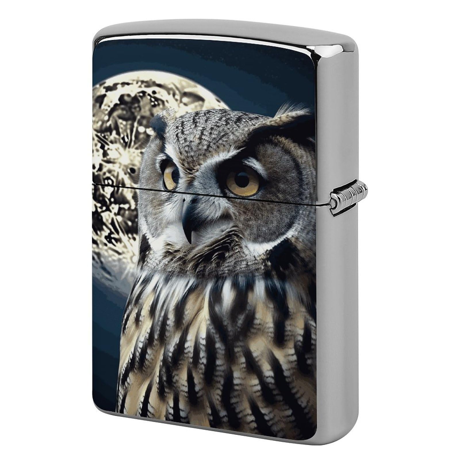 Owl and Moon Lighter Case for Men, Personalized Lighter Cover for Valentine's Day Gifts, Flip-Top Lighters Shell for Outdoor, Portable Lighters Protective Sleeve