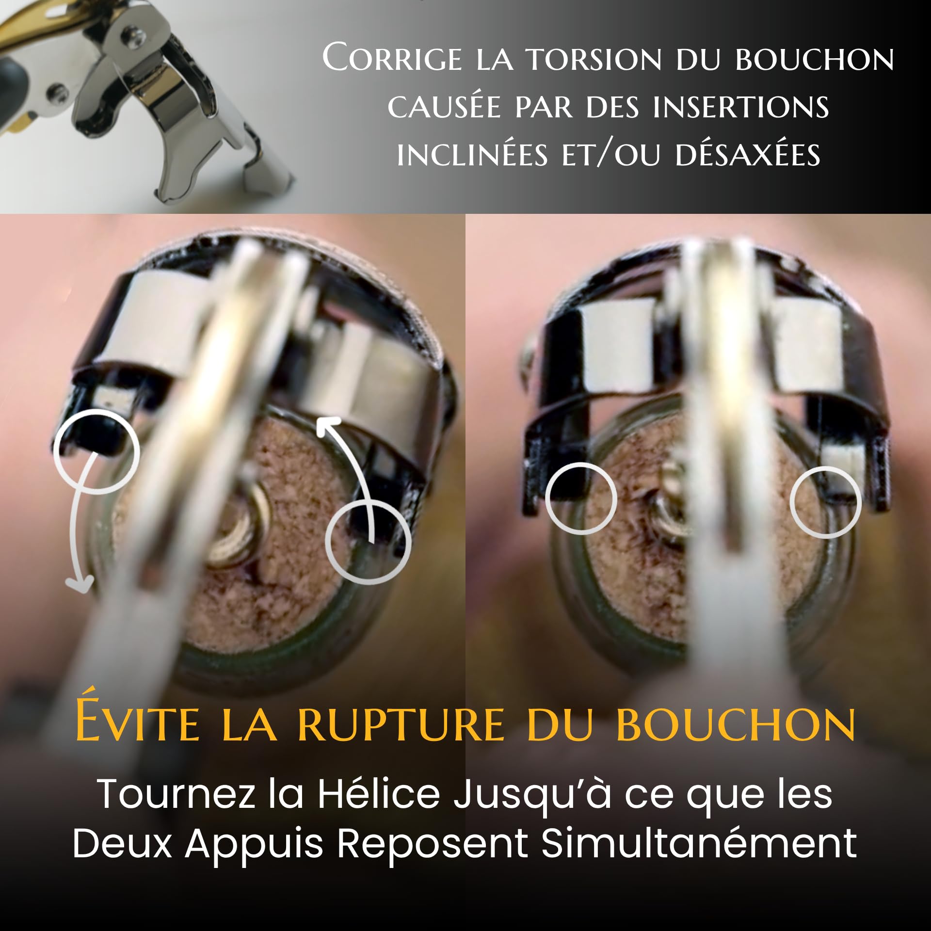 Tire-Bouchon pour Professionnels - FALCORK 249 Protection - À 2 Étapes avec Levier Fixe et Bascule Anti-Casse de Bouteille, Conçu pour un Débouchage Fluide et Contrôlé des Bouchons Longs Jusqu'à 49 mm
