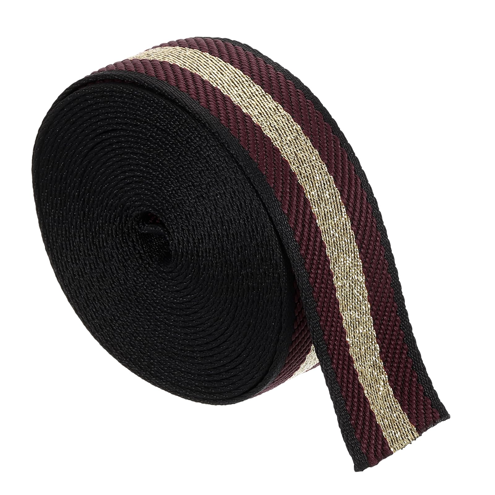 sourcing map 5 Yards Nylon Webbing Strap, 1 3/8-inch(38mm) Striped Webbing Straps Nylon Heavy Duty Webbing Strap Nylon Strap Belt for Backpack Crafts, Dark Brown