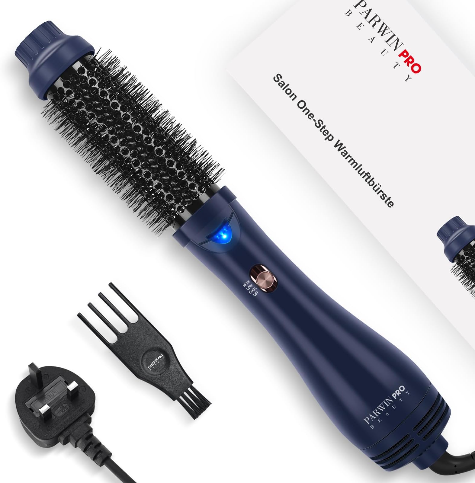 One-Step Hair Dryer Brush, Blow Dry Hair Brush, 4 in 1 Hot Brushes for Hair Styling, Drying, Volumizing, Straighten, Negative Ion Care Hot Air Brush, 1000W, Prussian Blue