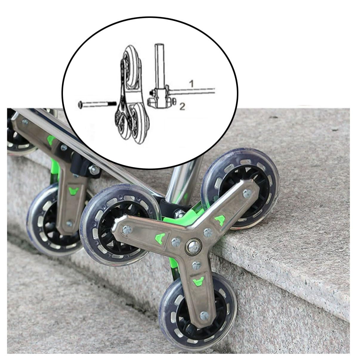 Carrello Della Spesa Pieghevole Con Ruote Per Scale - Capacità 40 Kg, Manico Regolabile