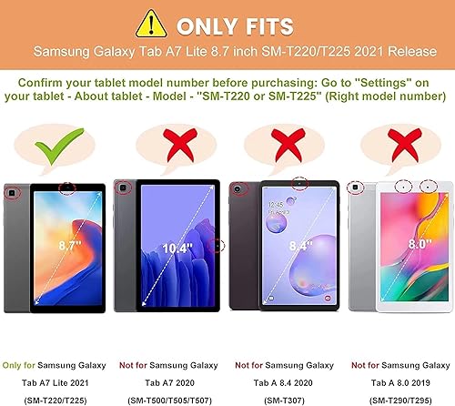 Miniatura 2 de Funda para Samsung Galaxy Tab A7 Lite de 8.7 pulgadas SM-T220T225T227 Modelo 2021, funda plegable de piel sintética de alta calidad con soporte para