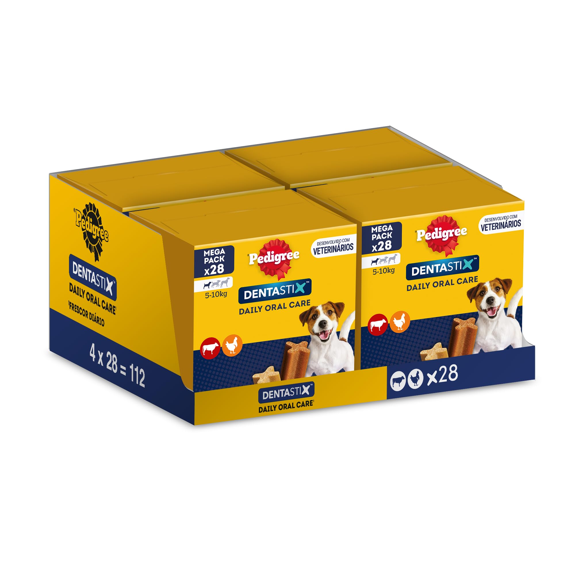 Pedigree Dentastix Hondensnacks, hondensnoepje, dagelijkse tandverzorging voor kleine honden <10 kg, 28 sticks (1 x 28 sticks