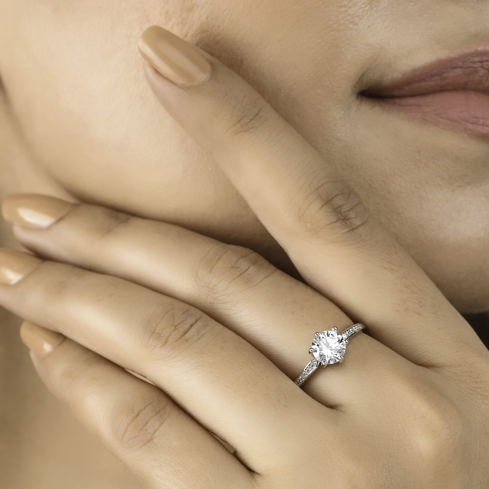 Women's Classic Plated Round Cut Zircon Adorned Ring