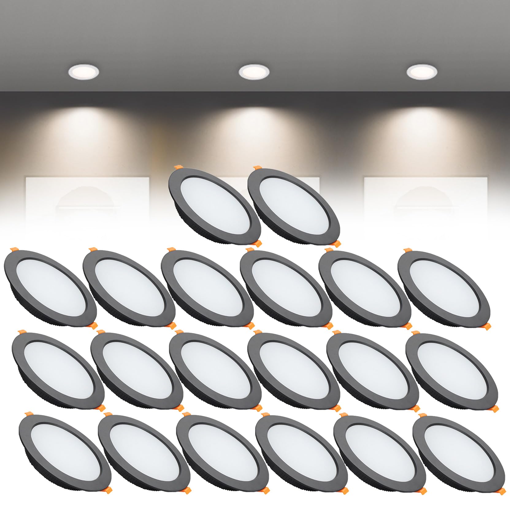 Syibelters 12W LED Recessed Ceiling Lights 145mm Natural White 4000K 12W 240LM, Cut Φ110-130mm, AC110-240V Ultra Slim Downlights, LED Panel Light for Living Room Hallway, 20 Pack