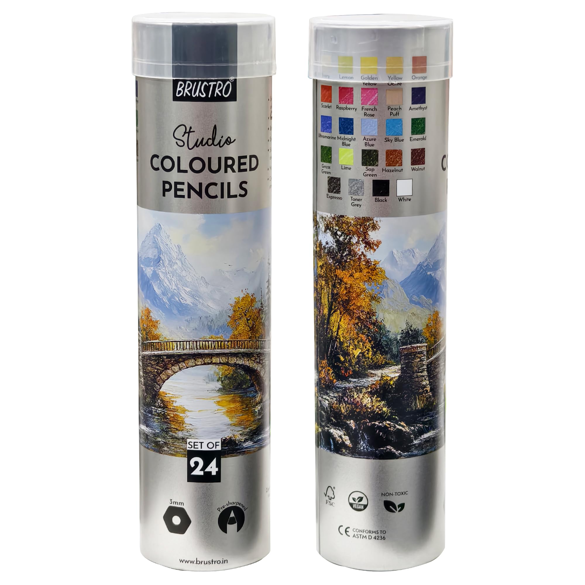 BRUSTRO Colour Pencil Set - 24 Vibrant Colours -8 BRUSTRO Colour Pencil Set - 24 Vibrant Colours -8