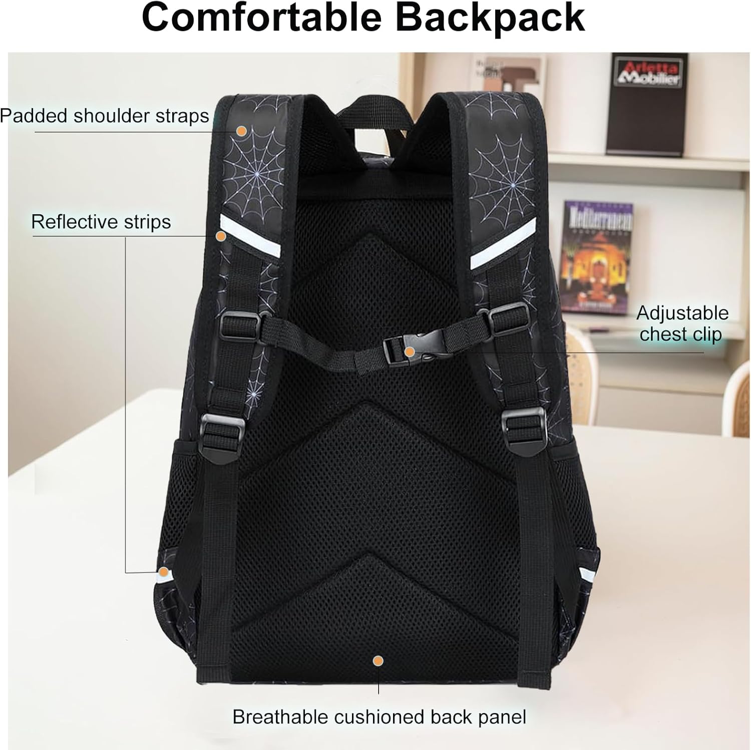 Octsky Kids School Backpack with Lunch Box Pencil Case for Boys, Spider Elementary Middle School Book Bags for Teen Boy Children, Red Black - Image 6