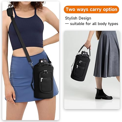 Miniatura 6 de Bolsa de transporte para botella de agua aislada de neopreno de 324064128 onzas, soporte para bolsa con correa y asa de paracaídas y 2 bolsillos