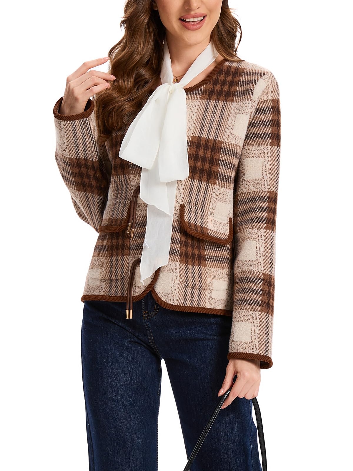 HOULENGS Damen Strickjacke Strickjacke (1er Pack)