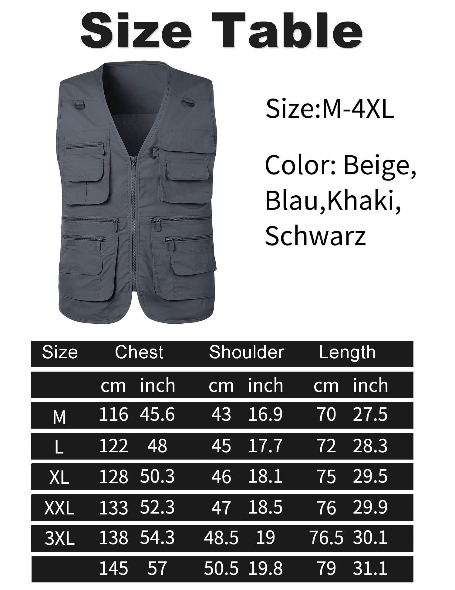 Luckyone Gilet estivo da uomo per cani con molte tasche, gilet multifunzione per caccia, pesca, campeggio, senza maniche, per fotografia, escursionismo