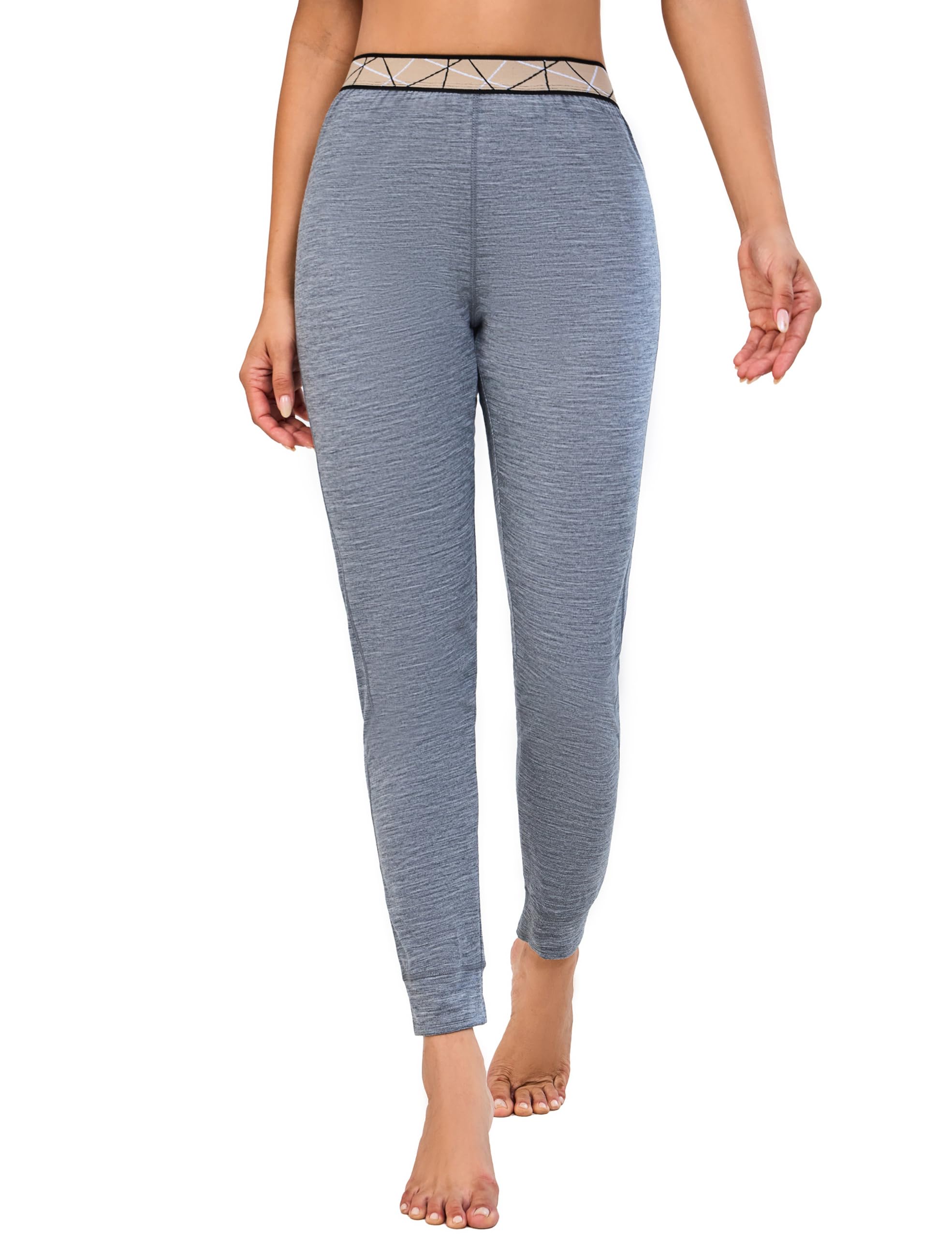 Little Donkey Andy Women's Wool Base Layer,Thermal Underwear Bottoms Winter Long Johns Pants,Quick Dry Wicking (Grey XS)