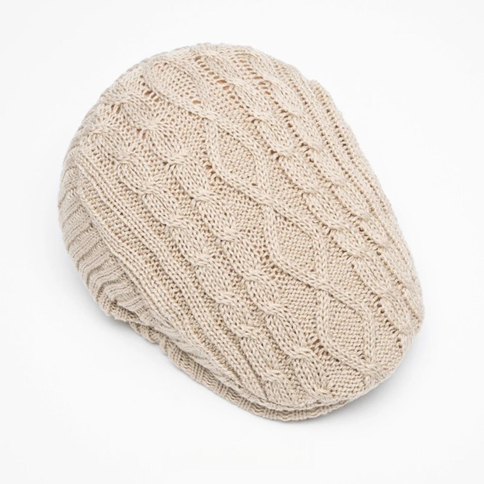 Casquettes Bonnets Chapeaux Bonnet Tricoté Bonnet Chapeau Béret Tricoté pour Femme, Bonnet d'hiver en Coton Confortable avec Doublure, Coupe Ample pour L'Automne Et l'hiver, Casquette Élégan