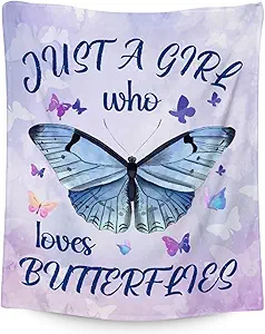 Butterfly Blanket Gifts - 60"x80" Cute Throw for Women, Girls - Purple Soft Fuzzy Blankets for Bed, Couch & Living Room