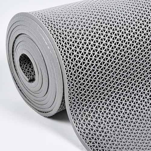 FsjDuwj 滑り止めマット ゴムマット 厚さ4.5mm サイズ90x100cm PVC材質 防カビ 抗菌 自由カット可能 浴槽内滑り止めシート 浴室 プール 玄関 通路 屋内 屋外 家庭用 業務用 介護用 (グレー,幅0.9Mx長さ1M)