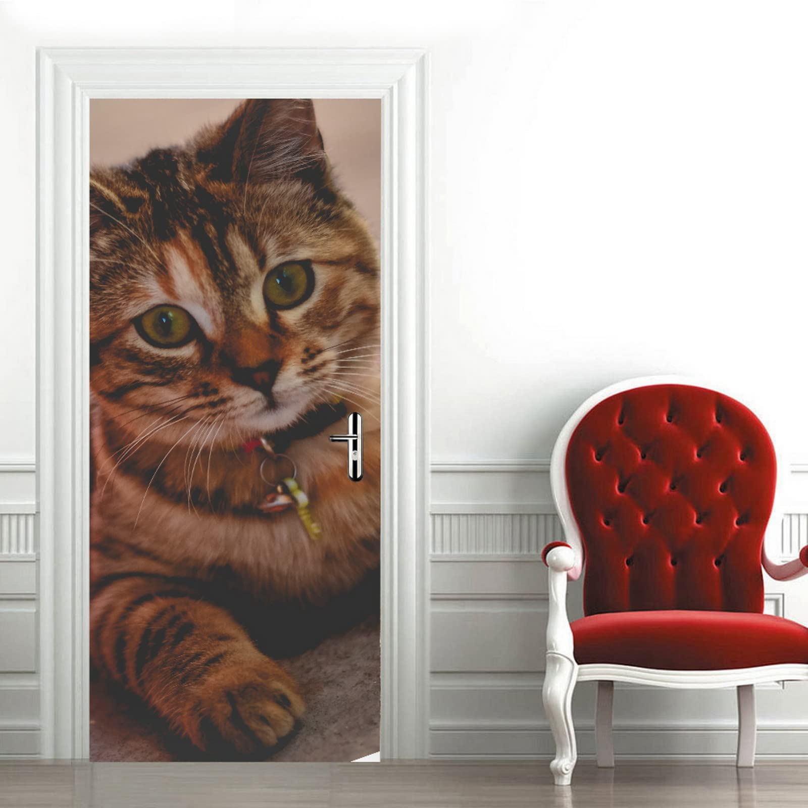 A.Monamour Sticker Porte Autocollant Poster De Porte 3D Un Portrait D'Un Chat Tigré Brun Thème Animal Vinyle Affiche De Porte Sticker Mural Papier Peint Art Décor 77 x 200 cm A.Monamour Sticker Porte Autocollant Poster De Porte 3D Un Portrait D'Un Chat Tigré Brun Thème Animal Vinyle Affiche De Porte Sticker Mural Papier Peint Art Décor 77 x 200 cm