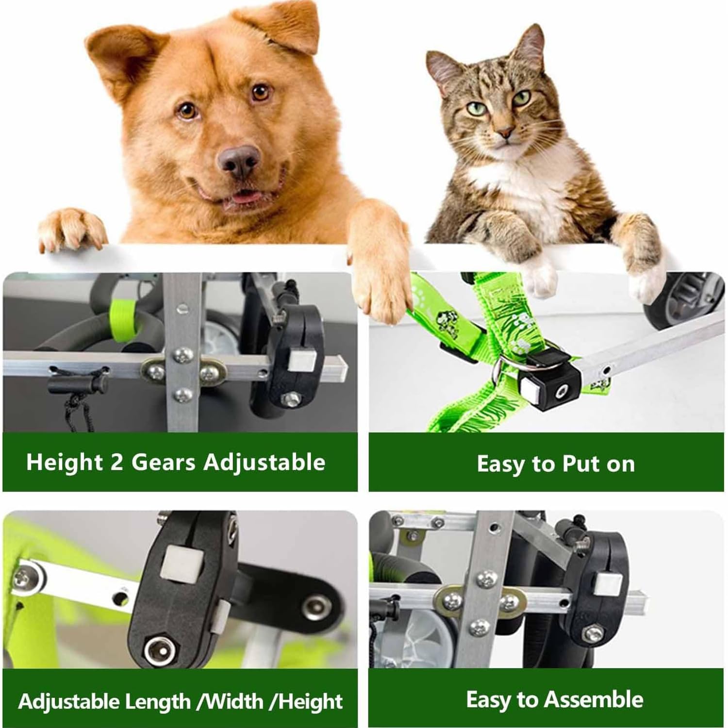 Hunderollstuhl,ZweiräDrige RollstüHle,Verstellbarer Rollstuhl FüR Kleine Haustiere Mit Hinterbeinen,Rehabilitation Der Beine Bei Alterung,Verletzung,Arthritis,Schwacher Hund/Katze/Haustier(XS,Two whee