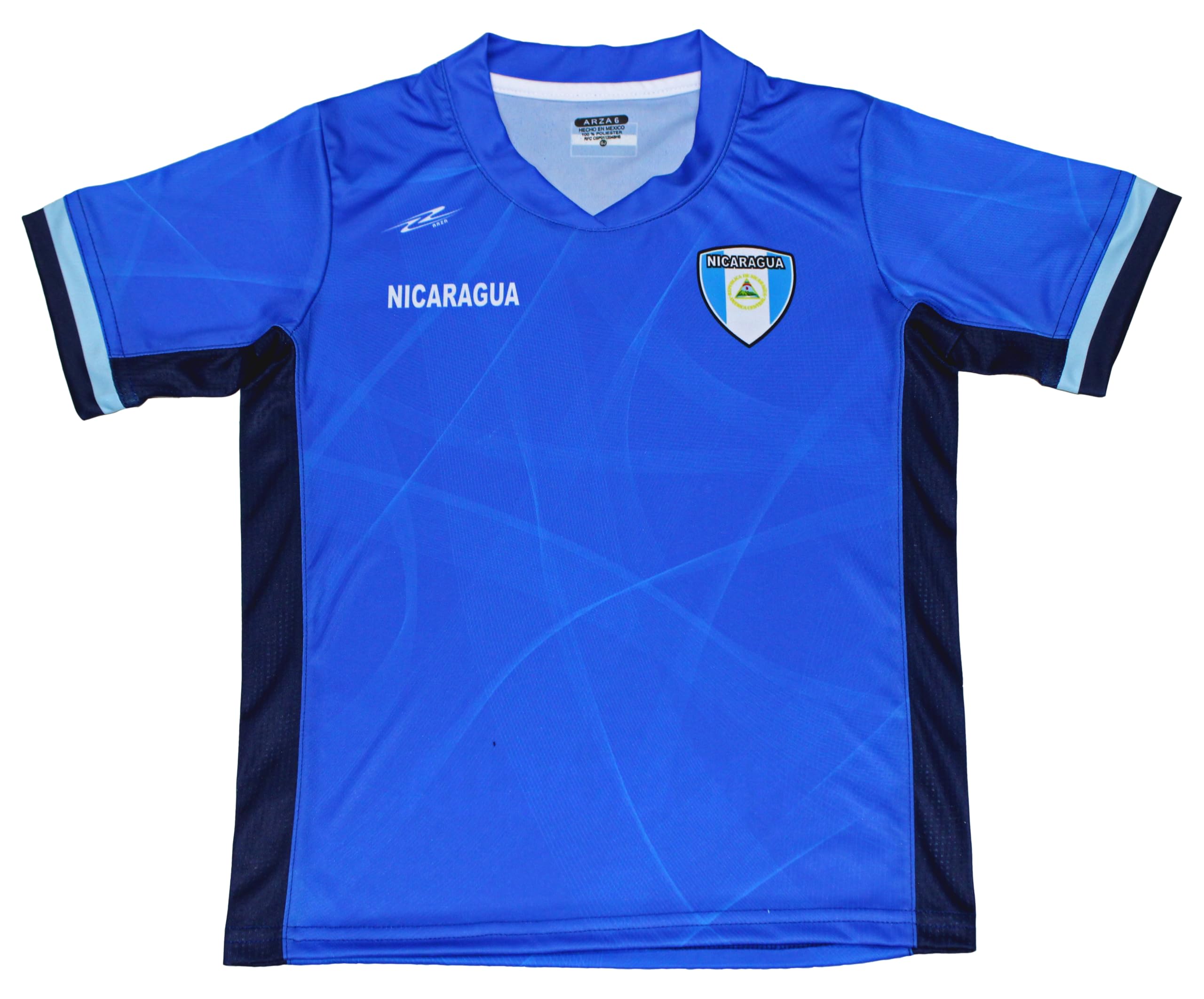 ARZA Youth Soccer Uniform Nicaragua 100% Polyester_Kids and Boy Blue Jersey and Shorts Set (Blue, 4)
