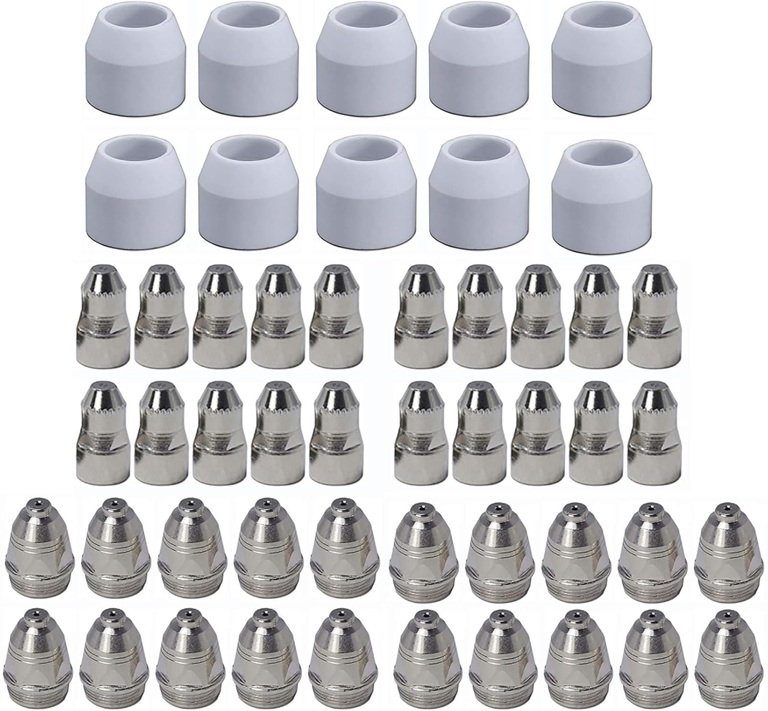 Plasma Cutter Consumables 50PCS P80 Plasma Cutting Accessories For Pilot Arc Non-touch Plasma Cutter Torch Gun P80 Electrode Nozzle Tip Cup 50PCS