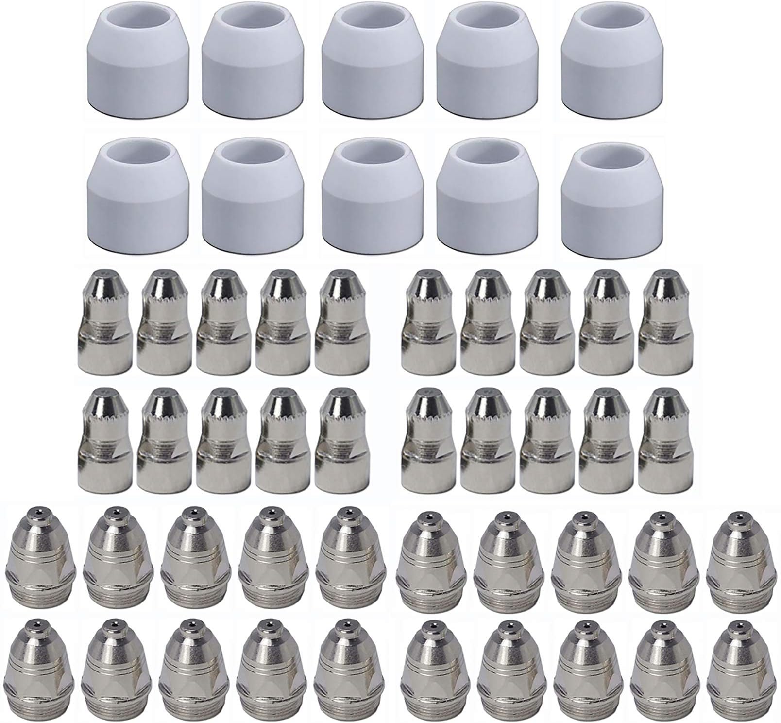 Plasma Cutter Consumables 50PCS P80 Plasma Cutting Accessories For Pilot Arc Non-touch Plasma Cutter Torch Gun P80 Electrode Nozzle Tip Cup 50PCS