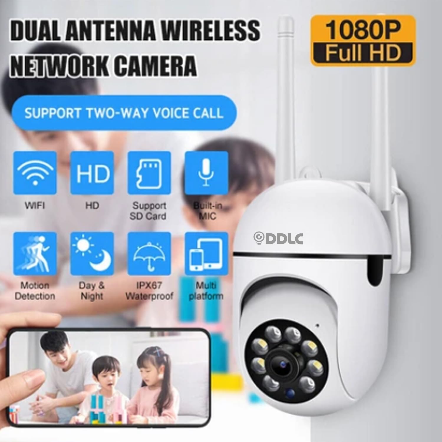 DDLC Full HD Wi-fi Wireless IP CCTV Security Camera Light Vision, Night Vision Remote Indoor 1080p V380 Pro App 360 Degree Watch Live Streaming Mini Dome PTZ Camera (mini ptz) 2