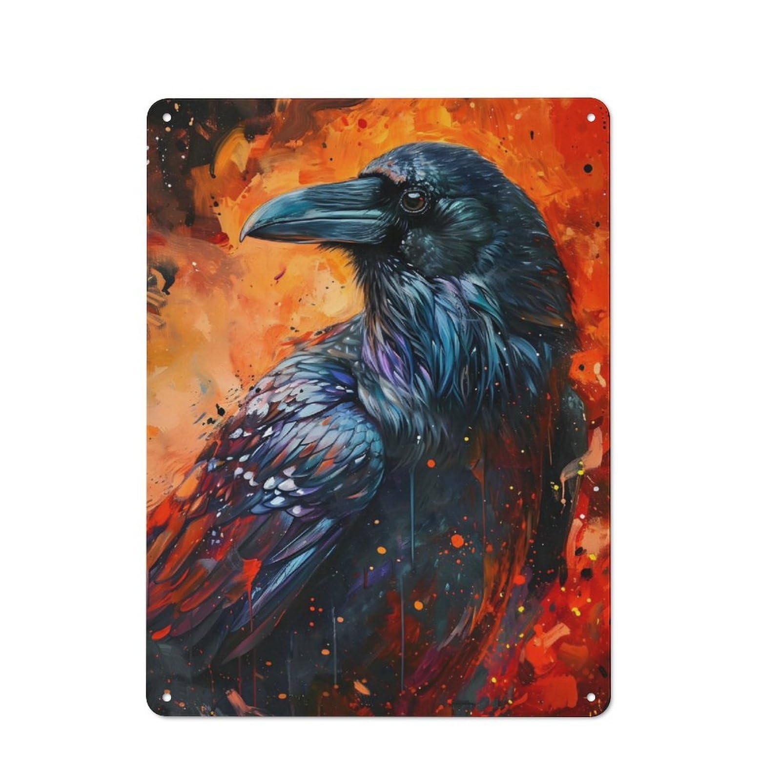 Junmoney The Raven In Flames 40X30cm Retro Metal Sign With For Café Or Restaurant, For Collectors Decorating Cafés And Restaurants