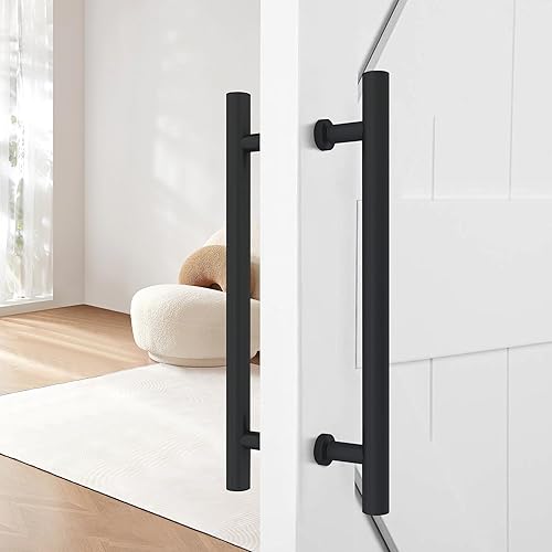 Miniatura 7 de JUBEST Juego de manijas de barra estilo escalera de color negro mate de 16 pulgadas, juego de manijas de tubo de acero inoxidable para puerta